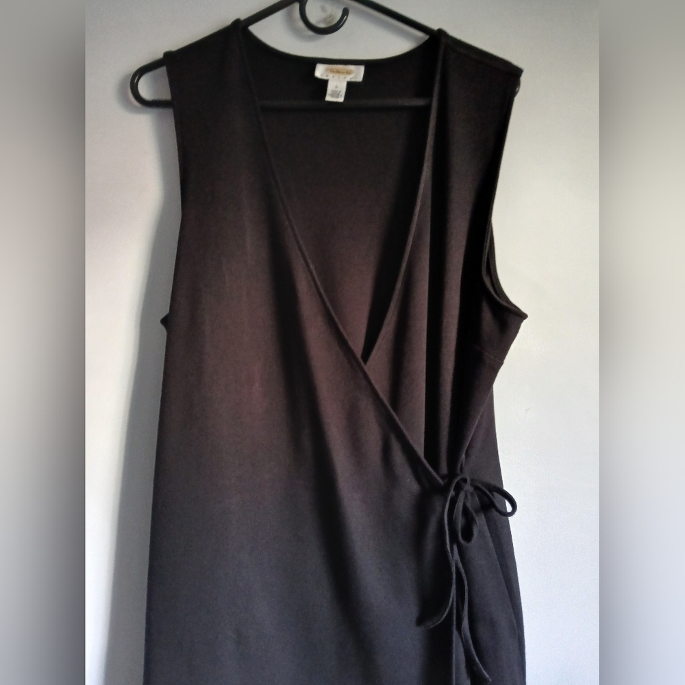 Women's Talbots Petite black rayon knit sleeveless long dress SzPL - Picture 2 of 13